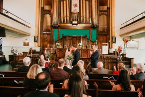 first kiss at a church wedding