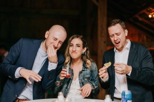 bride doing shots with friends
